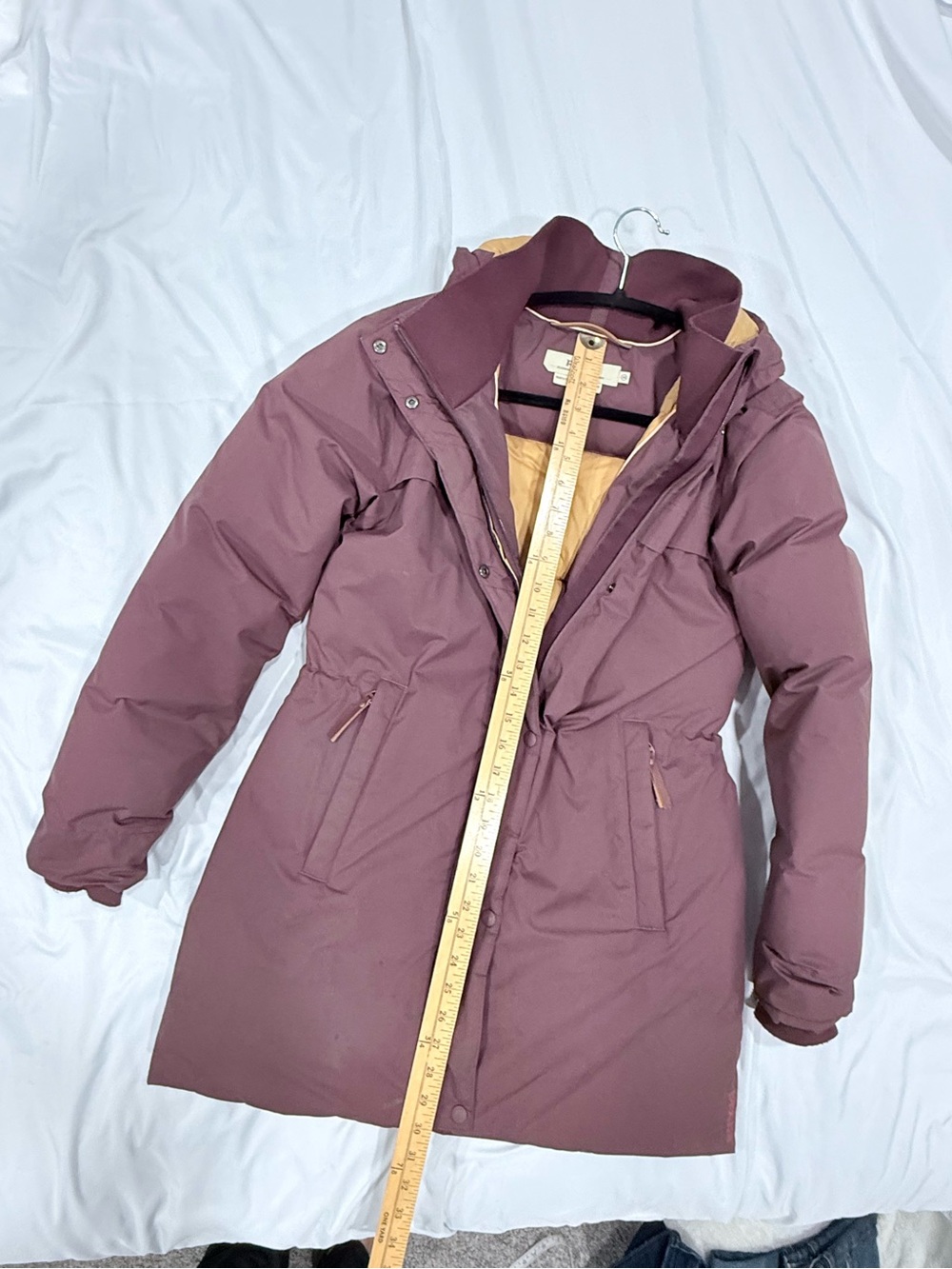 Prana winter jacket in wine and mustard, xs